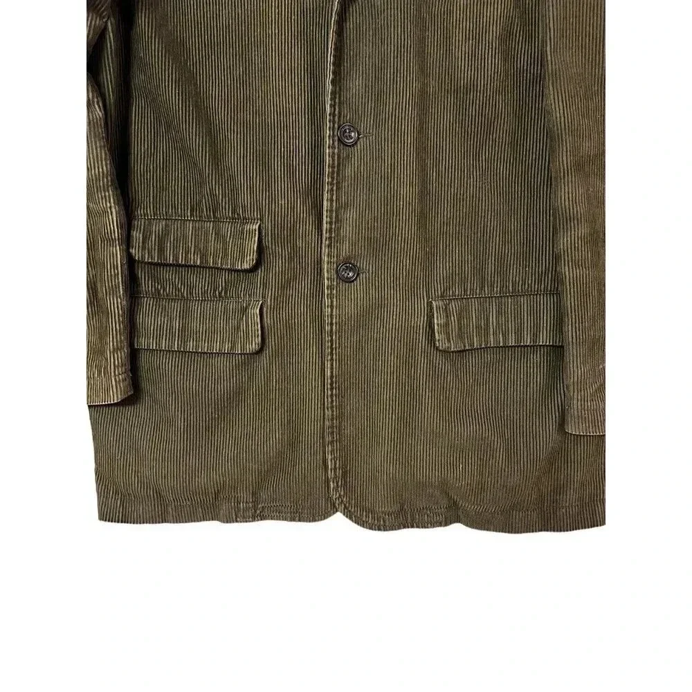 Old Navy Corduroy Blazer Jacket Mens Medium Olive Brown Vtg Grunge Artist Y2K